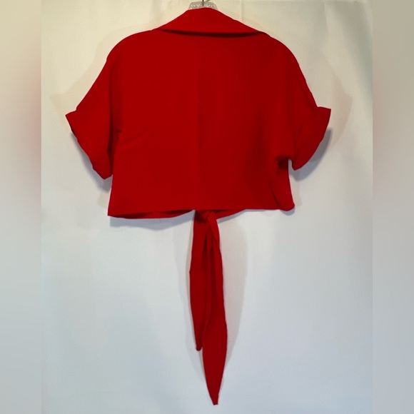 GOBLES Summer Short Sleeve Shirt V Neck with Tie Knot Batwing Blouse NIP Size:S - Picture 5 of 8